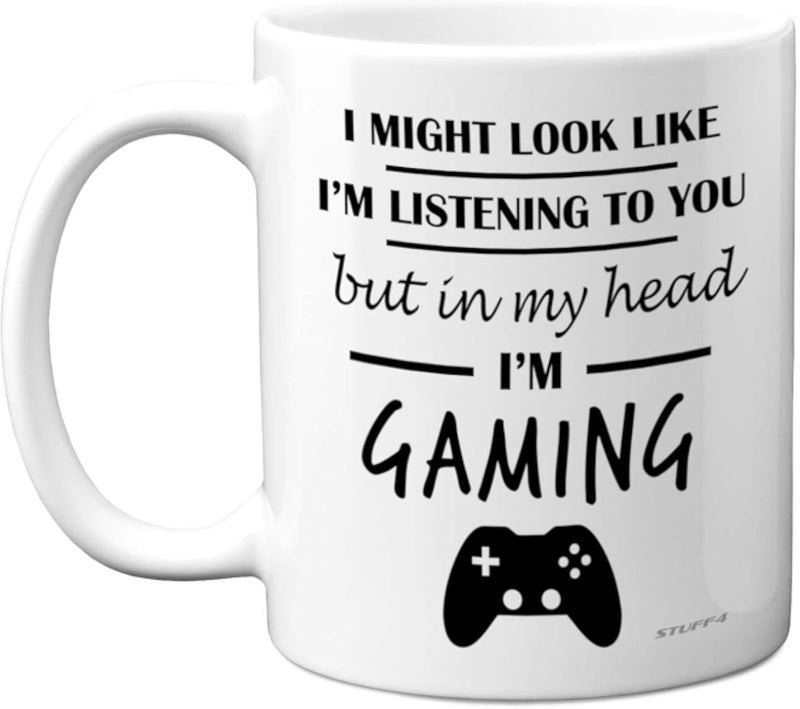Stuff4 Gamer Gifts for Men and Women - 'In My Head I'm Gaming' Video Gaming Mug for Girls and Boys - 11oz Ceramic Dishwasher Safe Premium Cup